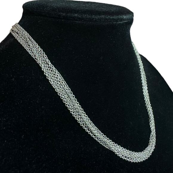 DIOR Multi-Chain Link Silver Choker Necklace and Small Rhinestone Charm Necklace - Picture 7 of 16